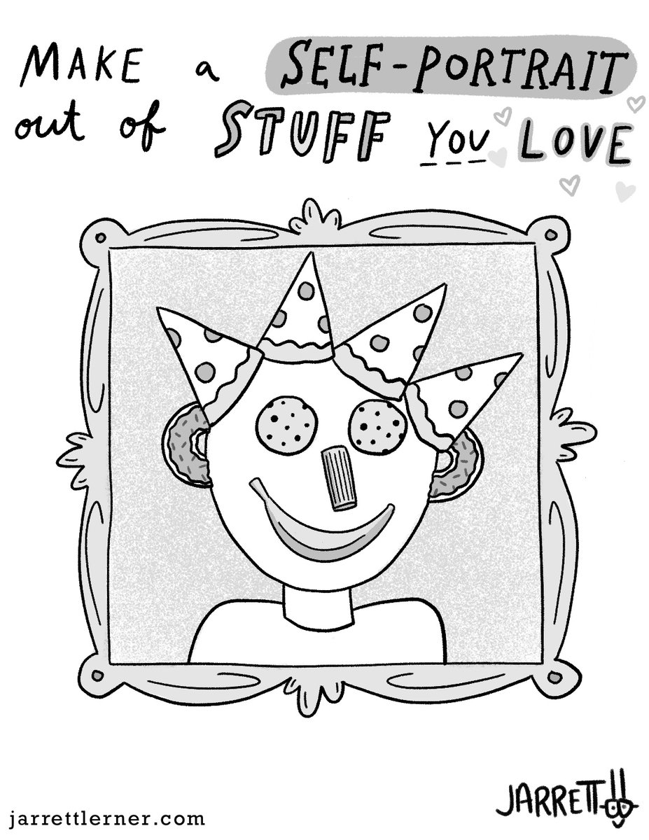 Jarrett_Lerner's tweet photo. Another new batch of free activities is now available at my site:

https://t.co/elSYH2RkBR

Today: self-portraits, an empty tree, instructions on inventing your own sport, and a bland hand in need of accessories.

I'll be posting new activities every day! https://t.co/u78RpcUuVL