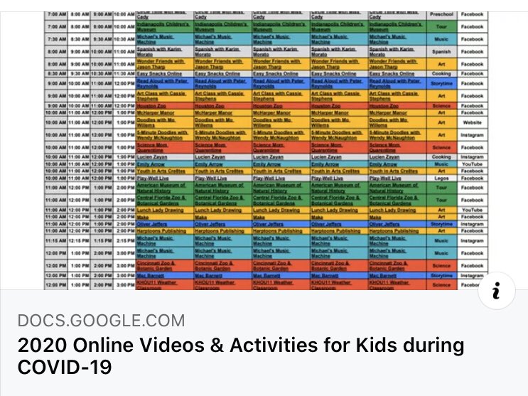 Great teacher/student resource. Google doc with videos and activities doc that are continually updated. docs.google.com/spreadsheets/u…