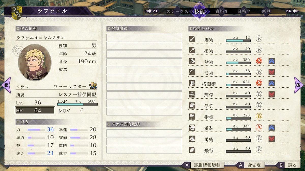 Spica Fe3h Mhrise Twitterissa ラファエル 斧格闘ユニット 力に長ける一方 命中でよく悩まされる 魅力も極端に低いので計略をあまり効果的には使えない 金鹿ならバル兄のほうが技能面 個人スキルで優秀だが イグナーツへの支援でハンボレ威力を上げられる