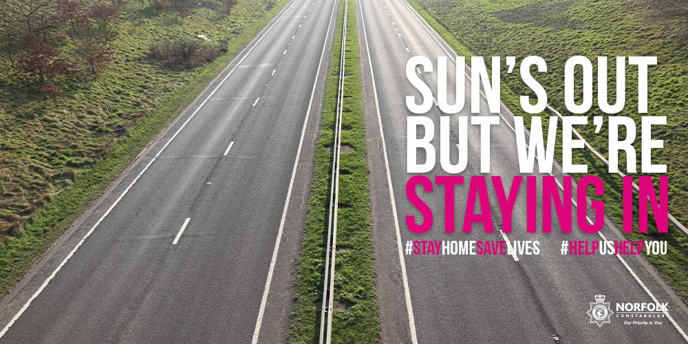 NorfolkPolice's tweet photo. We ask you to consider whether your journey is essential this weekend. With the nice weather why not make the most of your garden and help #ProtectTheNHS and #StayHomeSaveLives. If you do go out we may ask you about the circumstances of your journey. https://t.co/nOpjoxbuBY