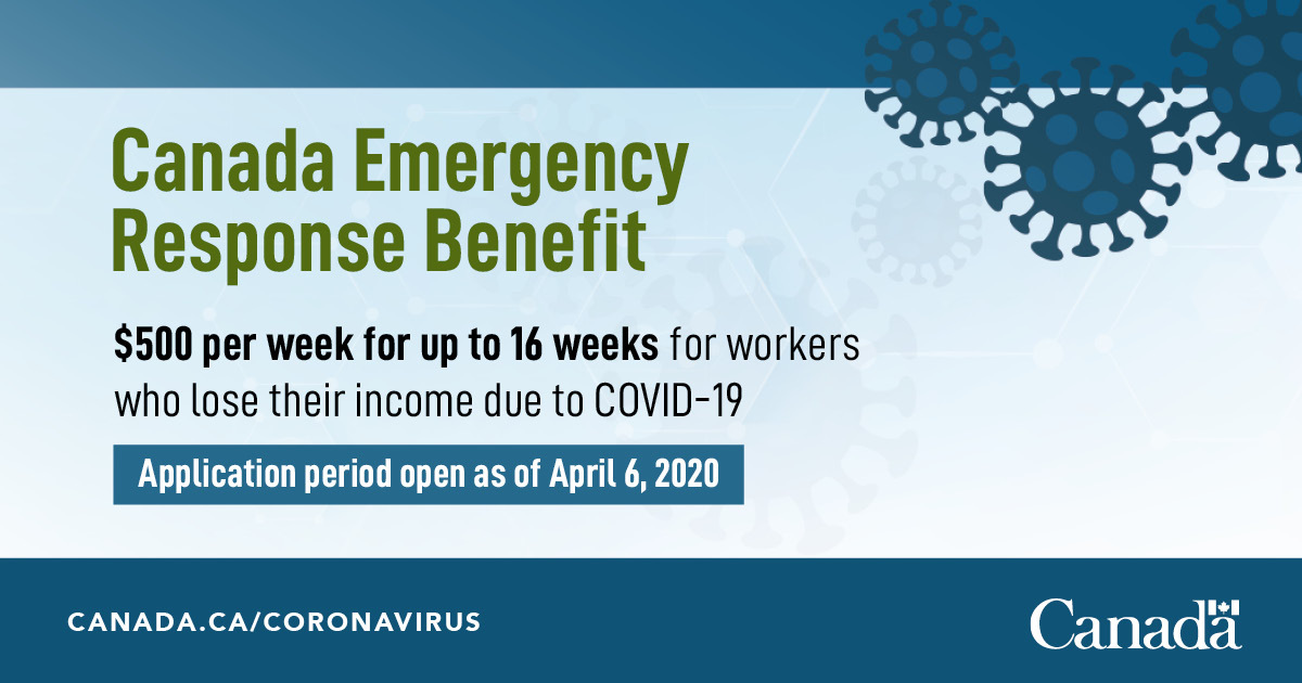 ESDC_GC's tweet photo. Have you lost, or will you lose your income due to the #COVID19 pandemic? 

Apply for the Canada Emergency Response Benefit starting April 6: https://t.co/h4cq3mDg5Z

#EconomicResponse https://t.co/xabHPT7v1s