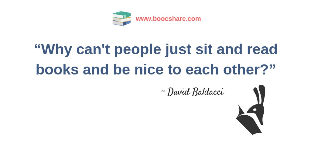 futureleadersrw's tweet photo. Book lovers don't understand........"Why can't people just sit and read books and be nice to each other?" - David Baldacci #ReadATWC #amreading https://t.co/rBVEL5CRYU