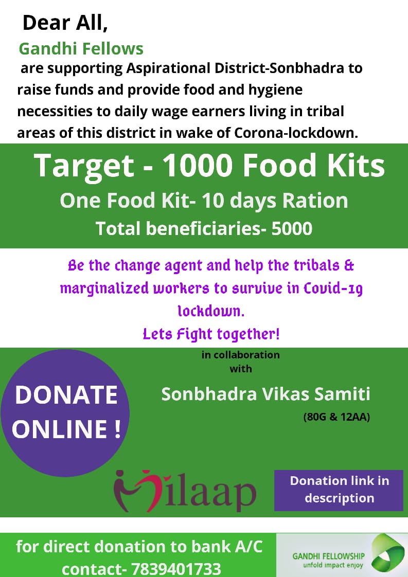 We are team of <a href="/Gandhifellows/">Gandhi Fellows</a> trying to help tribal peoples of #aspirationaldistrict #Sonbhadra. This district's 44% population belongs to socially deprived section. We are raising funds for them. Do support us-
milaap.org/fundraisers/su…
<a href="/Manmohan4Peace/">Manmohan Singh</a> <a href="/thegfprogram/">Gandhi Fellowship</a> <a href="/DmSonbhadra/">DM/DEO Sonbhadra</a>