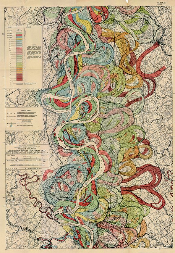 twistopherrobin's tweet photo. #Cartography (as #Art) #HaroldFisk 1944 #ArmyCorpsOfEngineers Mississippi Meanders #Maps https://t.co/2gWdvZADPZ