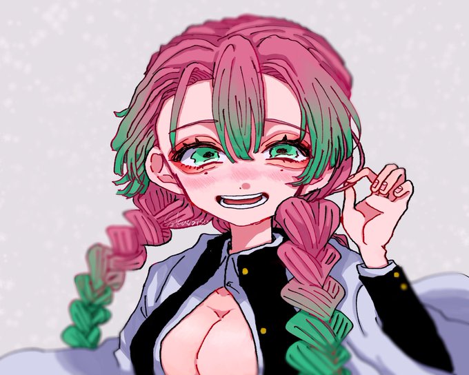 桜井すう@有償依頼受付中さんがTwitterに投稿した甘露寺蜜璃(鬼滅の刃)のイラスト。