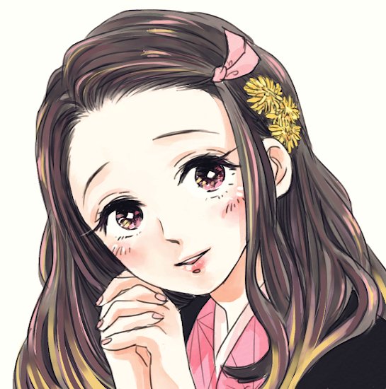 kamado nezuko 1girl solo long hair flower japanese clothes hair ornament hair flower  illustration images