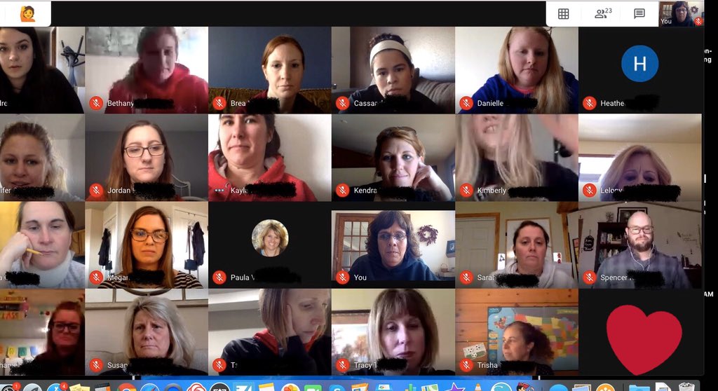 The #RaiderStrong <a href="/PCSD_LN/">Lannoye Elementary</a> staff got together to chat and plan together. Nothing better than seeing👀 your colleagues, even if it is  virtually! Thanks to the #GoogleGridView extension I got to see everyone! 🙂#workingfromhome