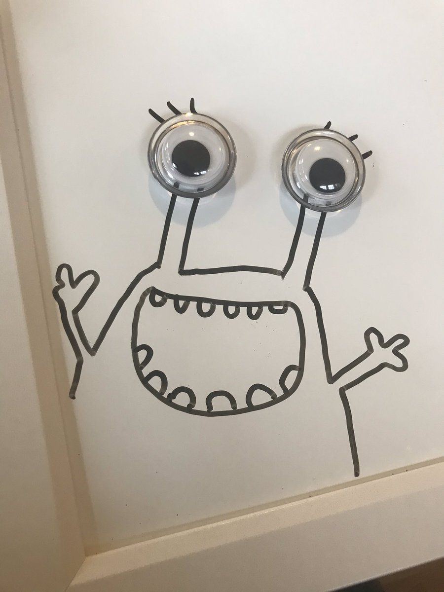 The whiteboard came with two magnets. I had glue and googly eyes. Meet Gladys!