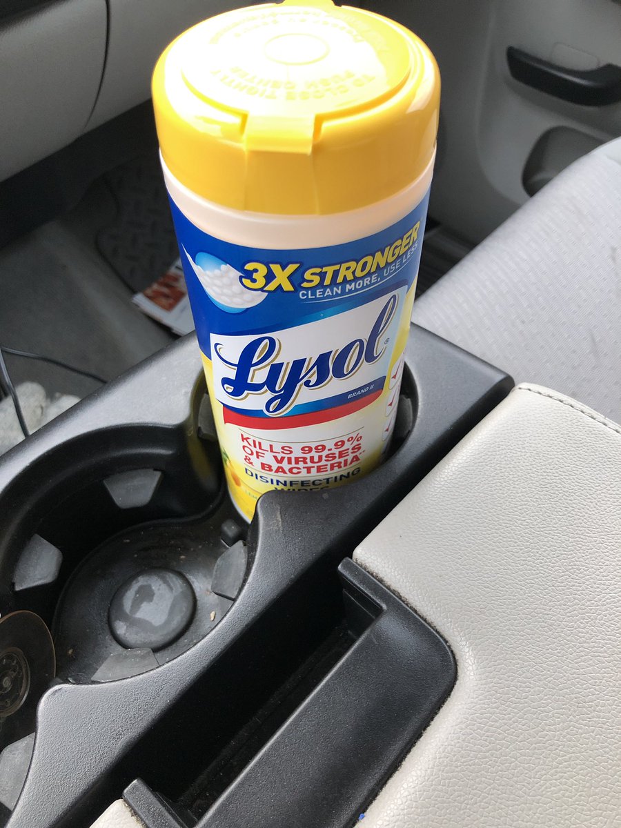 RadCubs's tweet photo. No coffee on the ride to grocery store.  Thanks #Lysol https://t.co/U8gKWKruQX