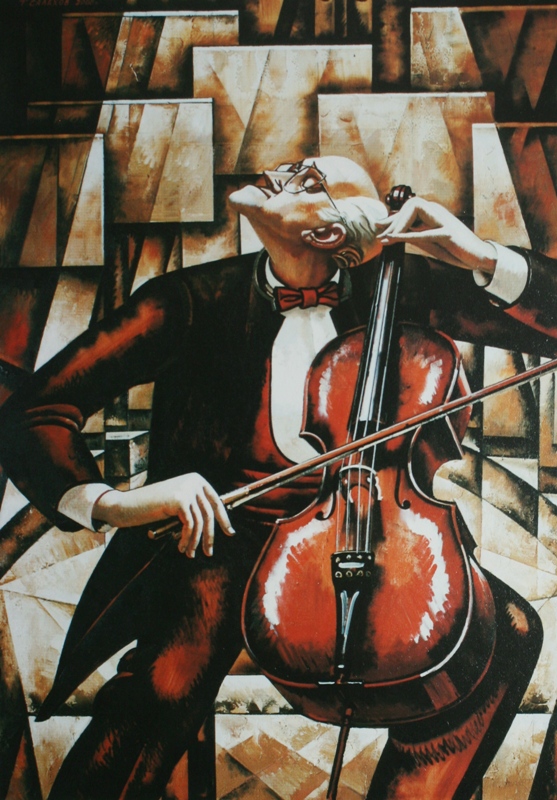 "Mstislav Rostropovich". 2000. Tahir Salahov