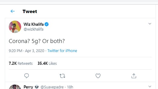 3/ like the green and pinks you see mean some is getting retweeted a lot, or replied to a lot. Anyway I just wanted to explain the network a little more. That big p ink cluster is largely people retweeting  @wizkhalifa. He tweeted the attached screenshot. I dunno what it means