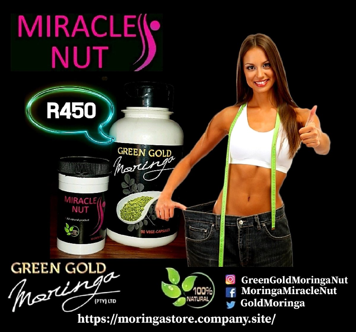 GoldMoringa's tweet photo. 🌿🌿100% NATURAL🌿🌿 
Visit our online store for all of your health beneficial needs and products!

Order now our COMBO SPECIAL for R450.00  packaged deal of Green Gold Moringa (Miraculous Immune Booster) &amp; Miracle Nut (Weight Loss Medicine) w/ Insured Shipping Handling. https://t.co/oMxcY6ir54