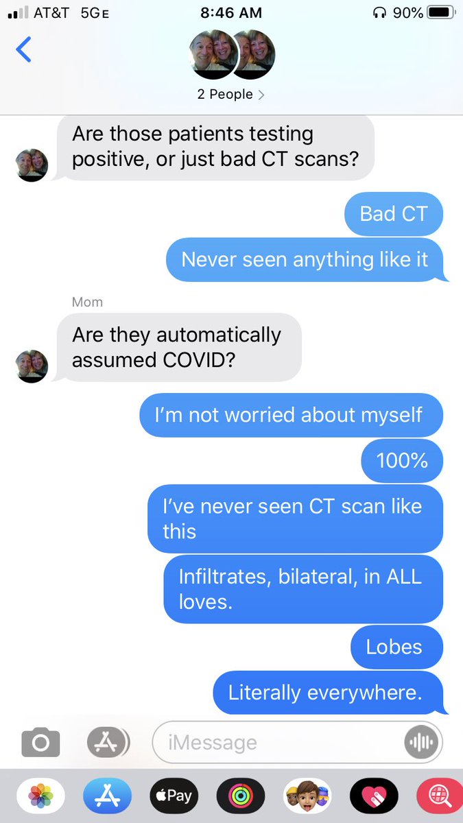I’m not trying to spread fear for attention. This is a group text with my parents from yesterday. I’m just telling you what I tell my family.It’s NOT fake news. (I know there’s still some in the “bad flu” camp)