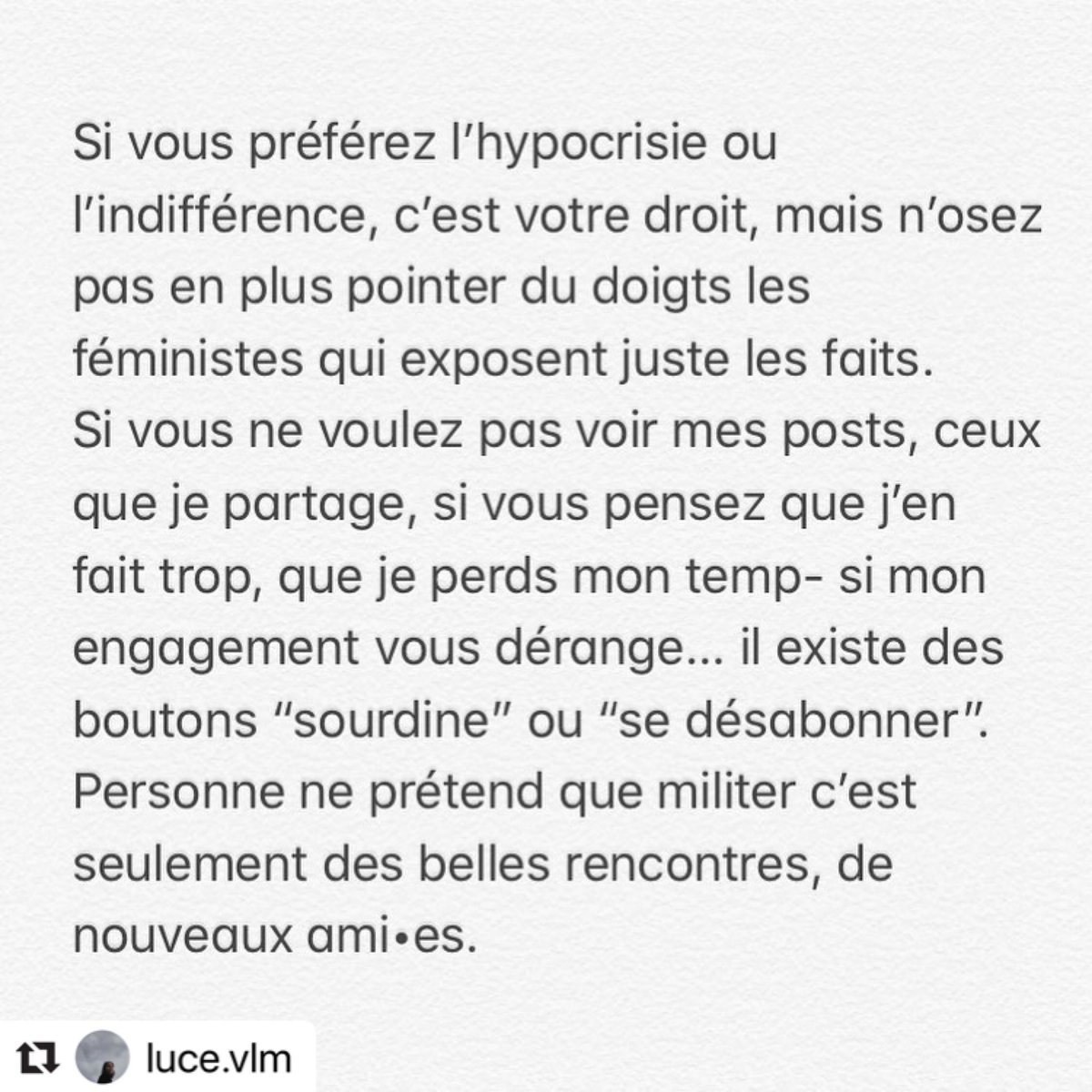 LEnragees's tweet photo. Je suis féministe et je vous spam.
Vous pouvez venir me traiter de sorcière en dm 🧙🏻‍♀️
- @luenragee #feminist #Feminism #feministe #sorciere #stop #NousToutes  #MeToo  #TimesUp #femen @carolinedehaas https://t.co/IC21P5I3dX