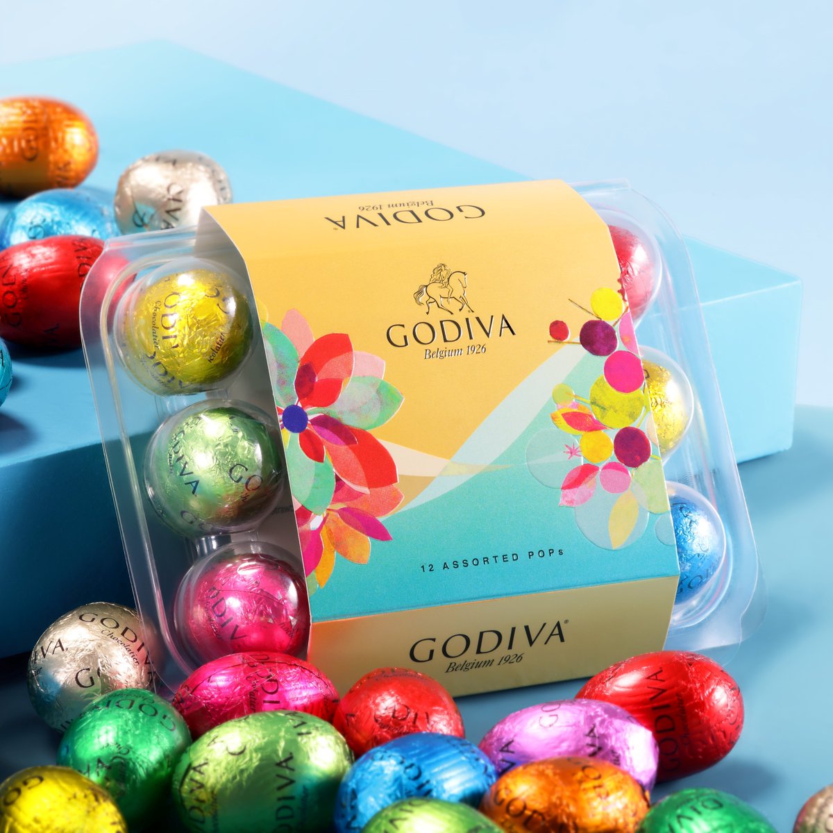 Freshly laid Godiva POPs eggs add a little burst of colour &amp; joy to your day. With nutty pralines, vibrant fruit flavours and crunchy speculoos. Available online and delivered straight to your door.
#Easter #Godiva #Chocolate #WonderAwaits