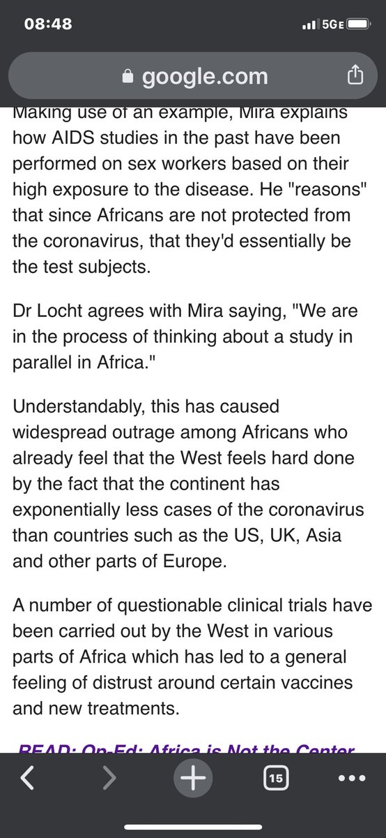 DS_Dubois's tweet photo. One can never educate #Ignorant idiots enough. Africans are not guinea pigs you foolish bigoted #racist #Frenchdoctors.

Africa has the least cases of #COVID19 in the world. So you want to infect #Africans with antibodies of a virus they don’t have?🖕🏿🖕🏿🖕🏿

https://t.co/GnB1LsyRhD https://t.co/cZ3yAGCf1m