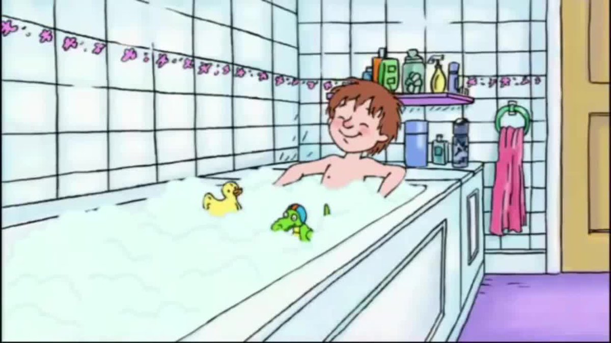 MrsKellyWood_'s tweet photo. Ava absolutely LOVES listening to your Horrid Henry stories every night at bedtime and this week decided to rewrite part of the bath time chapter. @simon_francesca #aged7 #homeschooling #wk2progress https://t.co/KI93eisY4c