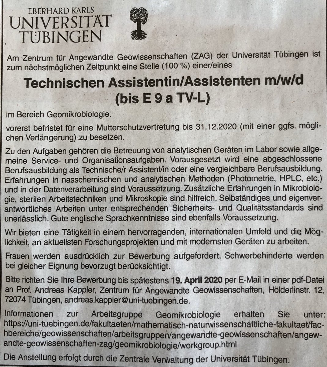 Technische(r) Assistent(in) gesucht/looking for a lab technician!