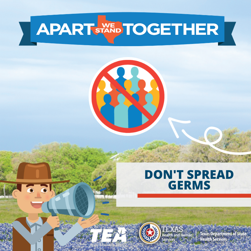 You can spread #COVID19 without knowing you have it. Whether you have symptoms or not, #StayHome. If you have to go out, wear a mask/bandana/scarf, regularly wash your hands, and stay 6 feet apart. We must stay #ApartTogether to slow coronavirus. tea.texas.gov/staywell