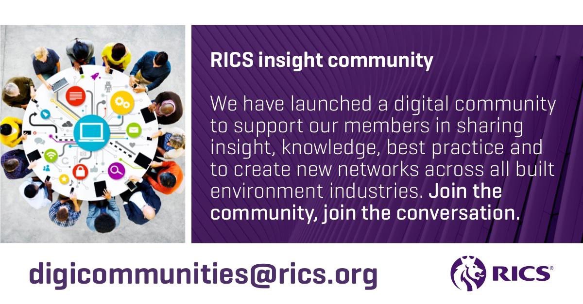 abimpg's tweet photo. RICS has launched a new digital community, open to members and relevant non-member practitioners. Free to join and provides an opportunity to connect with other professionals to improve knowledge sharing across the industry.

To join, please email digicommunities@rics.org

#RICS https://t.co/ZbVQTOOpET