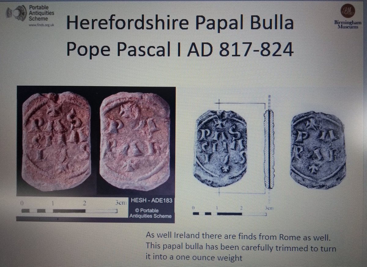 We also see material from the continent with this reused papal bulla of Pope Pascal I probably repurposed to firm a one ounce weight from  #Herefordshire13/21