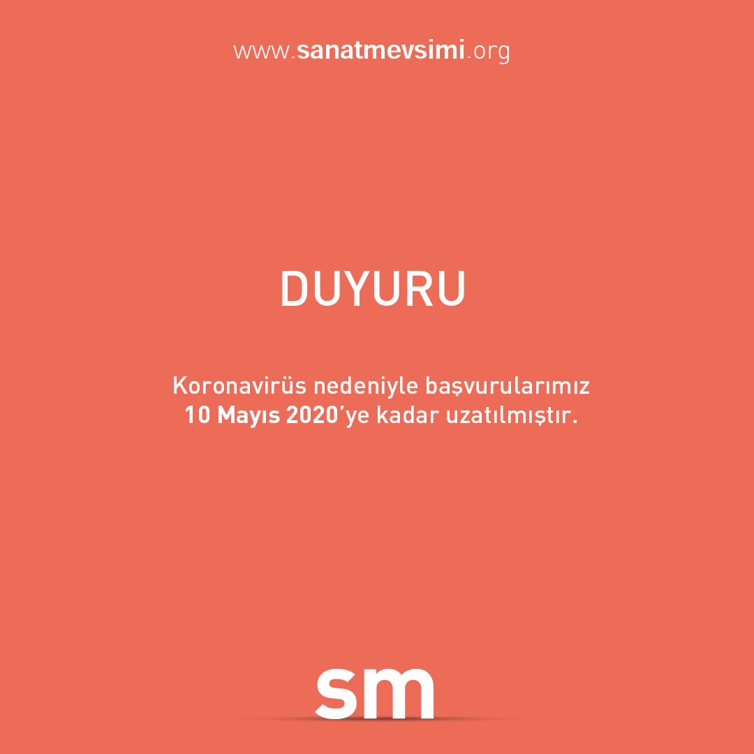 🗣️Yaşanılan salgın sebebi ile başvuru sürecimizi uzattık.

Sanat Mevsimi'ni yaşamak için biraz daha bekleyeceğiz🌿
“Zamansız” fikrinle başvuru yapabilirsin.
Tüm zamanları görünür kılabilirsin.

Başvuru ve detaylı bilgi 👉sanatmevsimi.org
<a href="/sanatmevsimi20/">sanatmevsimi</a>
<a href="/tugvakultursnt/">TÜGVA Kültür Sanat</a>