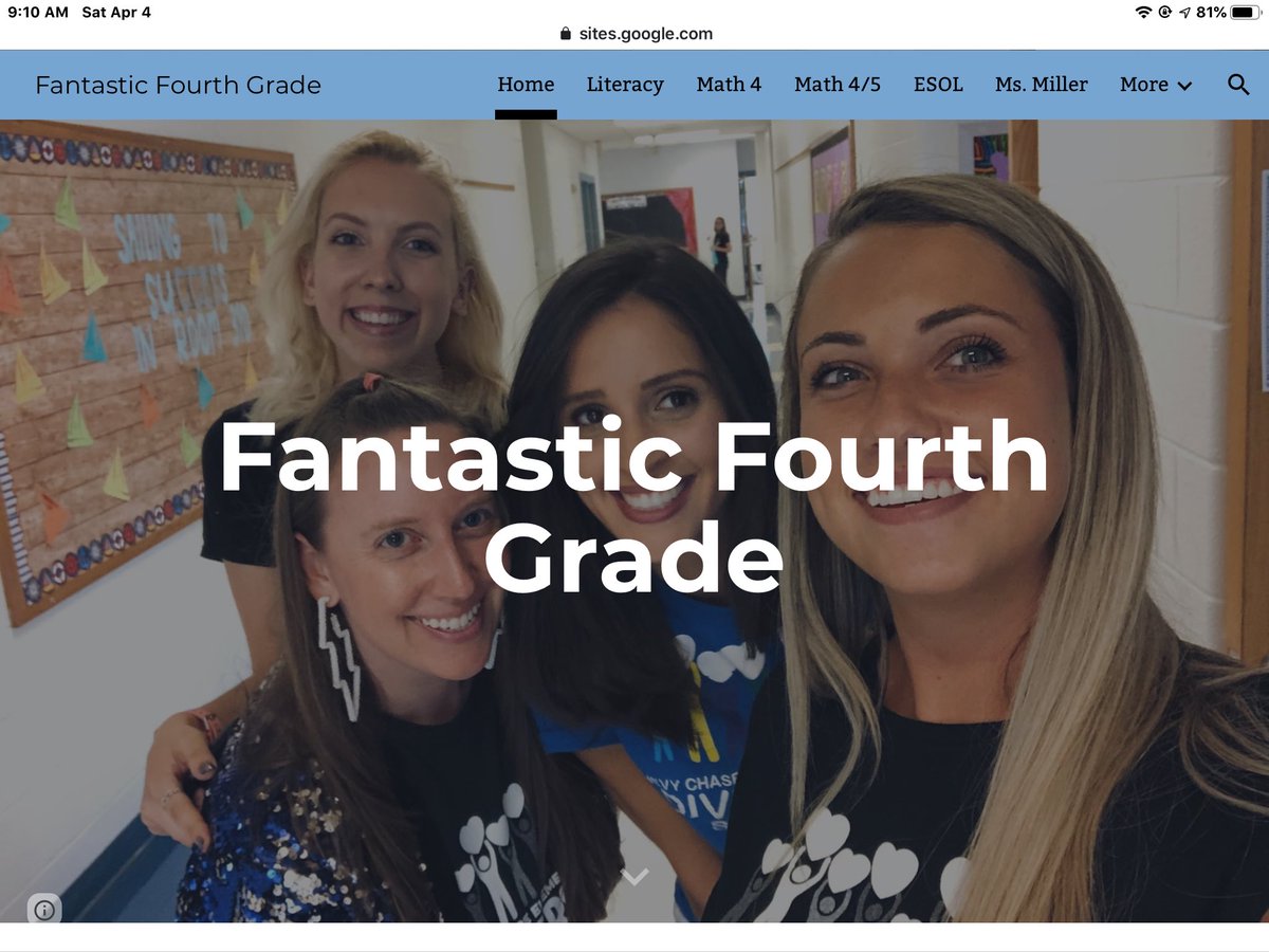 Grade 4 CCES Families, 
Please use our 4th grade website to access content for E-Learning, our daily schedule, resources for students, and information for parents. #InThisTogether 
sites.google.com/mcpsmd.net/cce…
@ChevyChaseES