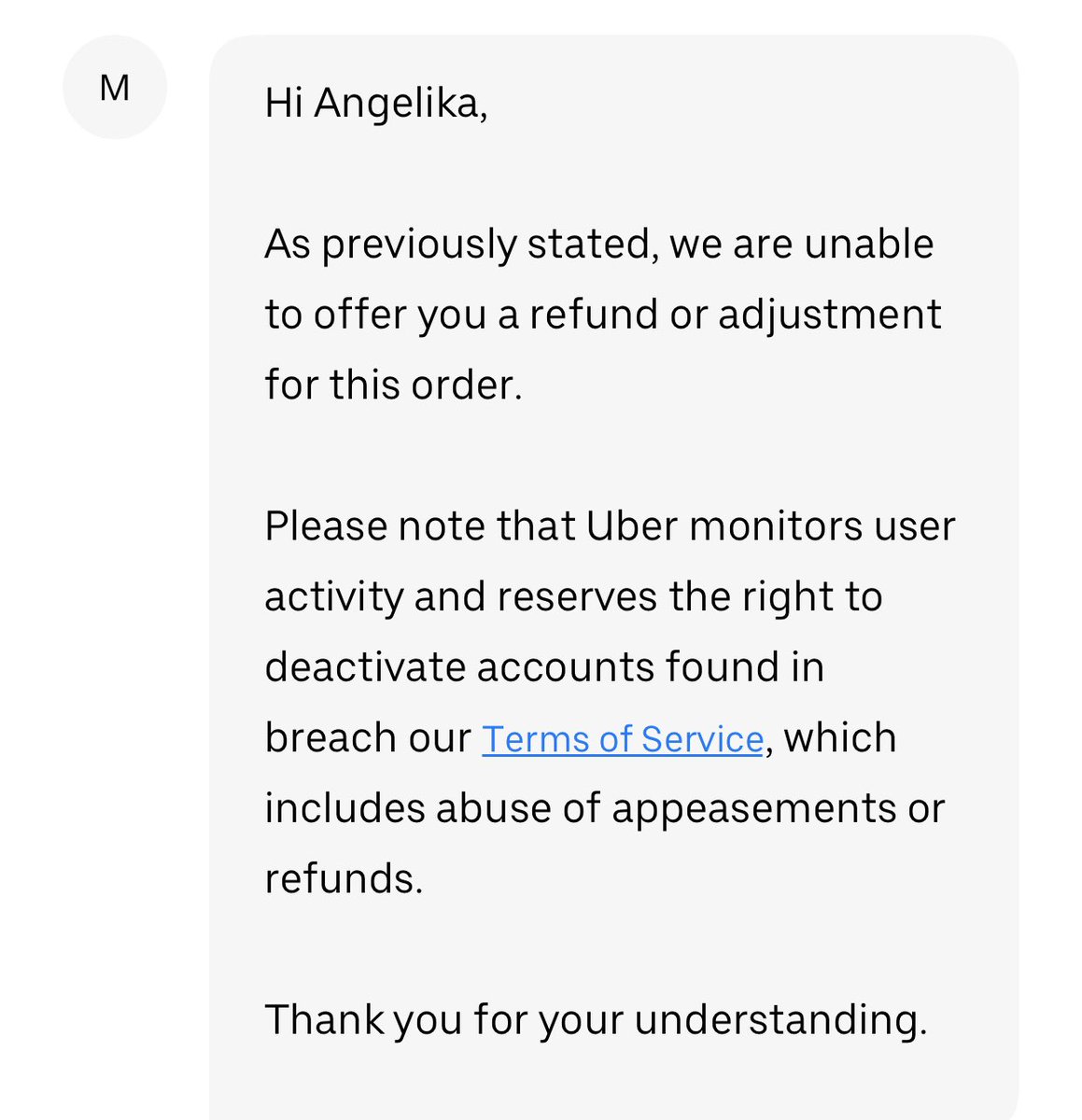lol just got threatened with deactivation BECAUSE i’ve had 6 partial refunds over wrong orders in my whole uber lifetime