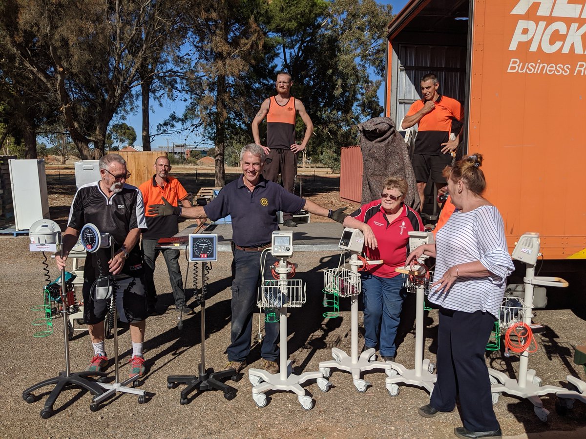 david_J_hunter's tweet photo. The Rotary Australia World Community Services Donations in Kind at Edinburgh Park South Australia loaded the last of seven truckloads of Medical equipment for the  SA Health COVID-19 Hospital being setup in the old Wakefield Hospital.   
#RotaryResponds https://t.co/F5b5AyT3Nr
