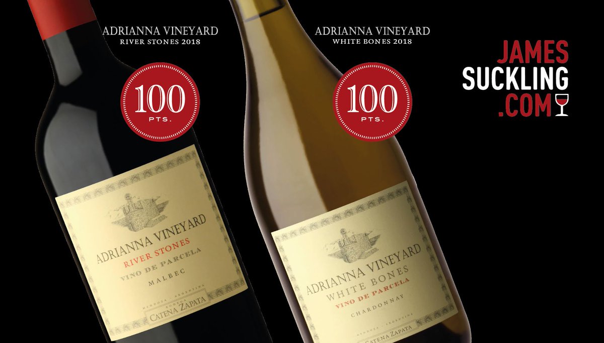 CatenaMalbec's tweet photo. ¡Immensely honored!🏅Catena Zapata’s #AdriannaVineyard once again at the top! @JamesSuckling awarded #100points to River Stones 2018 &amp; White Bones 2018. Thank you #AdriannaVineyard this is a proud moment for the #CatenaZapata family!🍷🍇🇦🇷 https://t.co/C2ANo4emoT