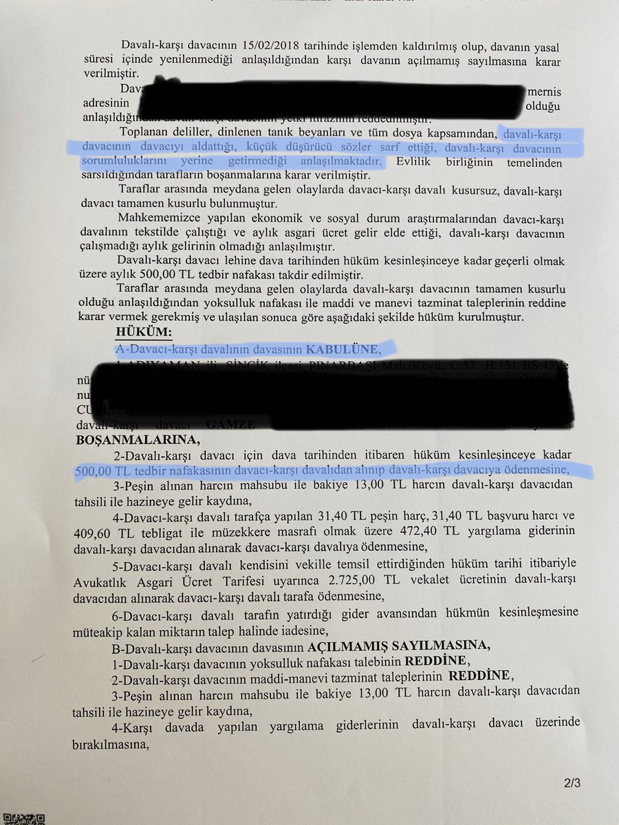 KadirGL16409699's tweet photo. #NafakayaTakozKoymaCHP YARGITAY 2 nci HUKUK Dairesi Başkanı paylaşımı "TEDBİR NAFAKASI bağlamada kusur aranmazmış" KOCA, KARISINI başka biriyle yatakda yakalasa KADIN mahkemede nafaka istese bağlanır mı❓Soruyorum YETKİLİLER açıklarsa seviniriZ @Akparti @abdulhamitgul @RTErdogan https://t.co/PKNkAoeWi0