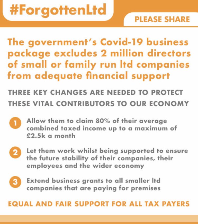 SimSmithGallery's tweet photo. @RishiSunak @michaelgove @borisjohnson let small company directors make a furlough claim of 80% of monthly income including dividends subject to tax, up to £2,500 per month cap, put us on par with support for employees and self-employed #forgottenlimited #2millionreasonswhy https://t.co/bYsR5peYmj