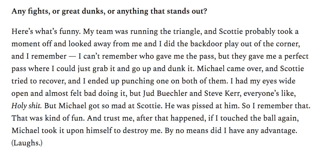 MJ and Scottie practice stories, from Matt Steigenga. Love this interview :) https://readjack.substack.com/p/the-amazing-tale-of-matt-steigenga #BullsRewind