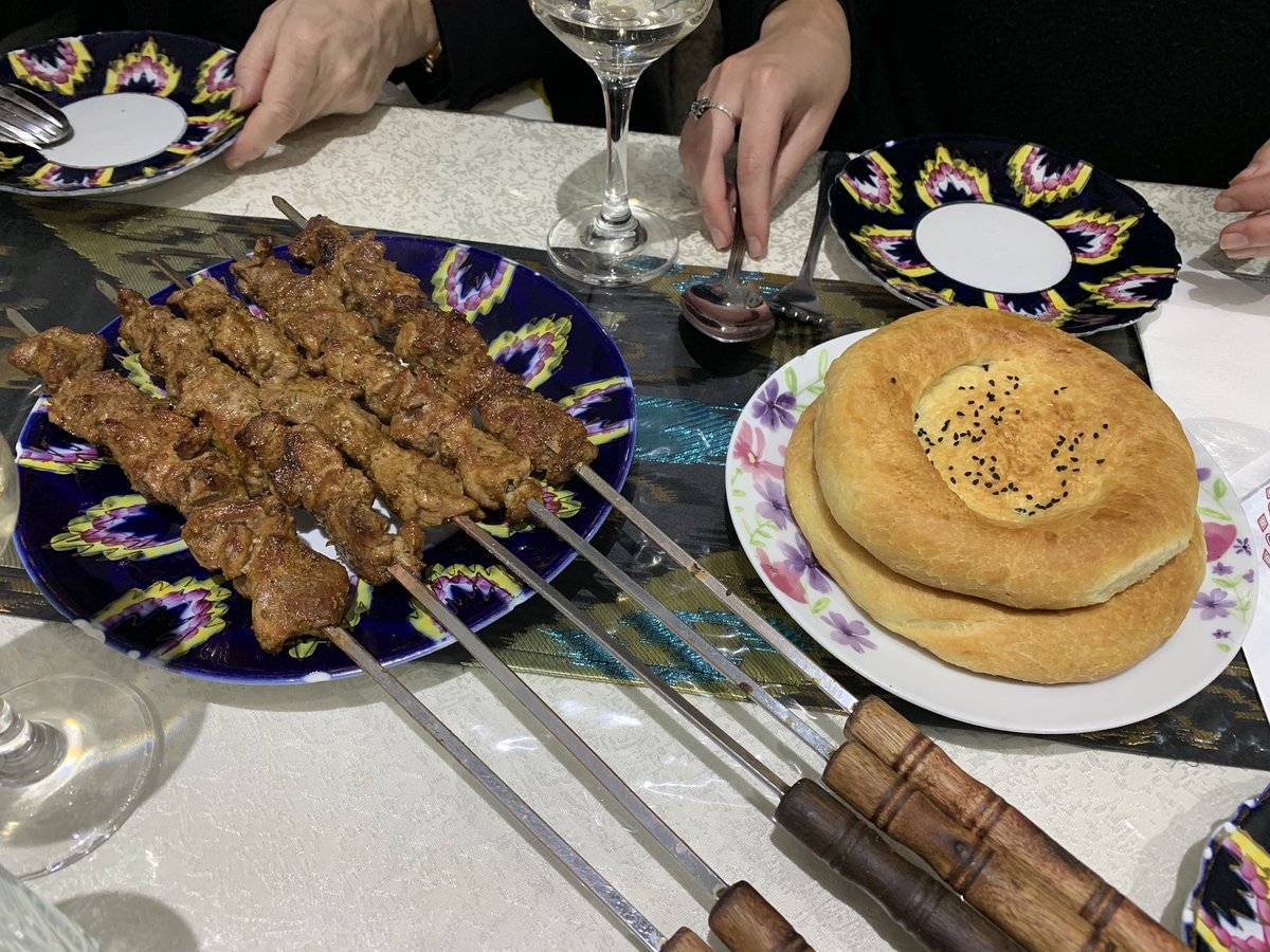 Etles traditional Uyghur restaurant in Walthamstow - lamb and kidney skewers, tripe, paprika salad and dumplings