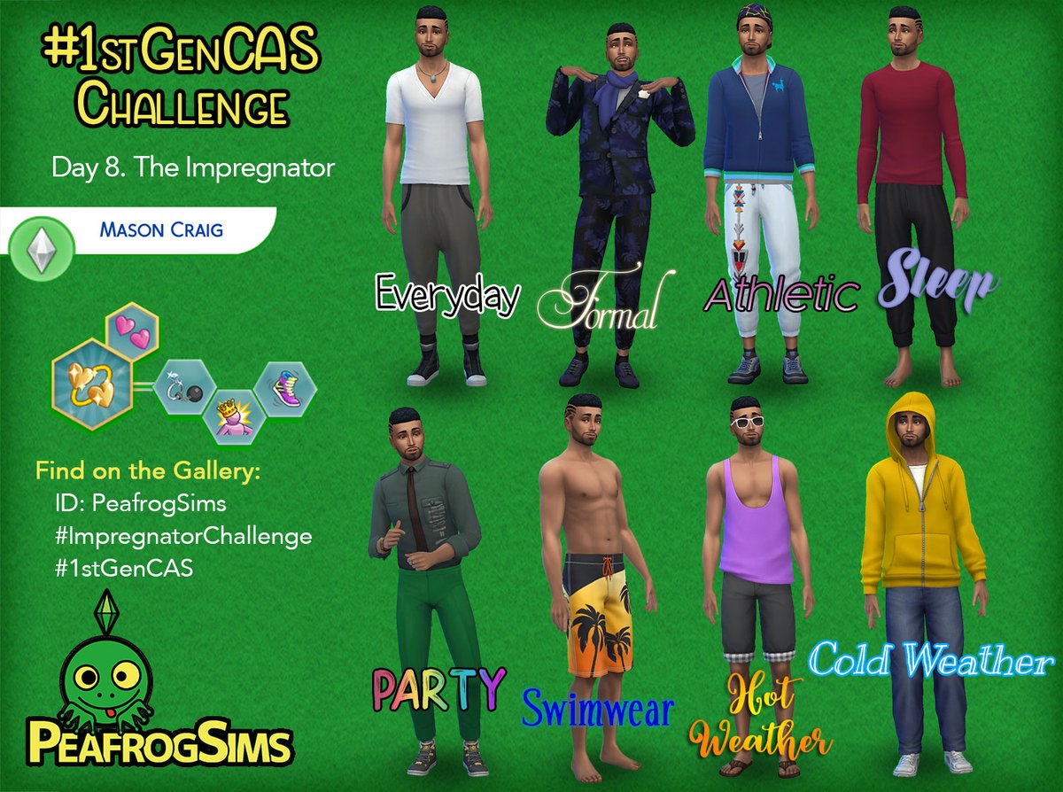 peafrogsims's tweet photo. Day 8 of my #1stGenCAS Challenge, a Sim for the #ImpregnatorChallenge which I made yesterday Live on #Twitch! If you wanna see more about the challenge, come visit my tumblr! https://t.co/PzuVHkYSLQ #Sims4 #ShowUsYourSims #TheSims4 #impregnator https://t.co/pCSzffdkS1