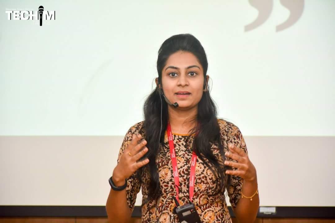 AdhikarGaidhani's tweet photo. From "Why did I do it"  to "How did I do it" .. @teju_choudary a TechMighty &amp; winner of various rewards and recognitions by the Govt for her tremendous service to society speaking at the TechM Talks event. #StoriesFromWithin #TheTechMWay #HumansOfMahindra https://t.co/9CxeKtg0xe