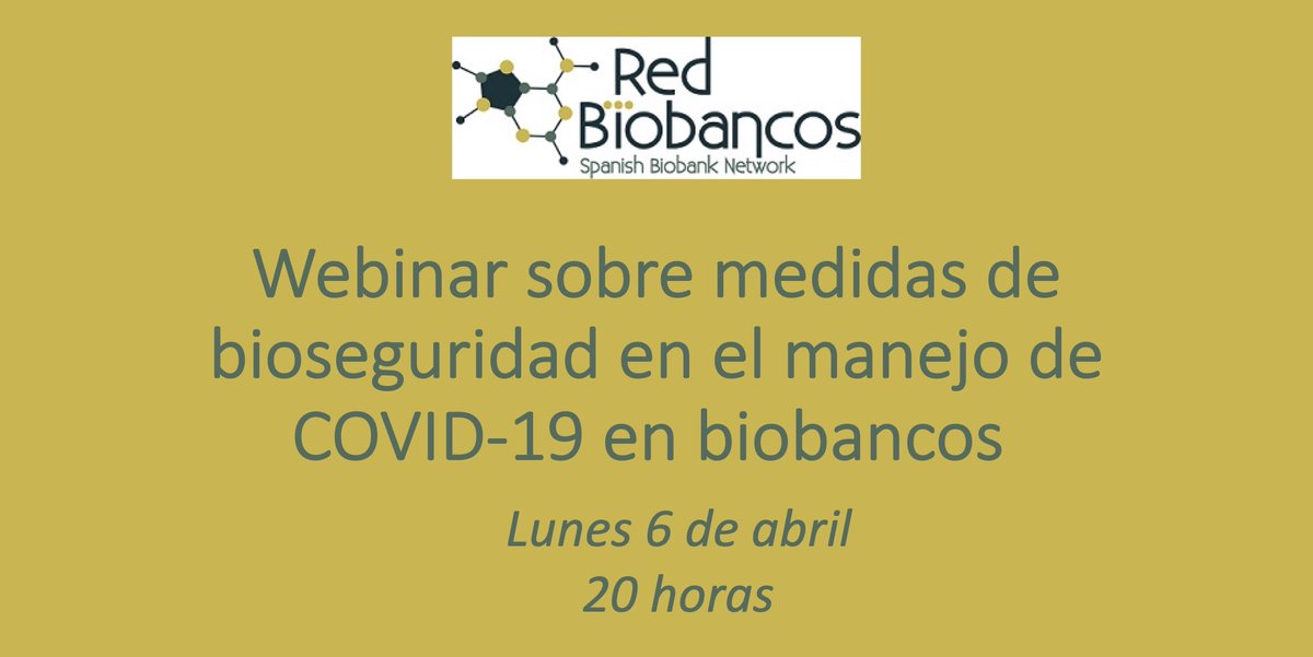 PNBB_ISCIII's tweet photo. 🔊Ya os podéis inscribir al Webinar sobre medidas de bioseguridad en el manejo de COVID-19 en biobancos organizado por la RNBB y @AEBioS el próximo lunes 6/4 a las 20h
Lo podéis hacer desde este enlace
👇
https://t.co/ctlm6B8QDk
@CIBERES @SaludISCIII https://t.co/g1P7D7Xix9