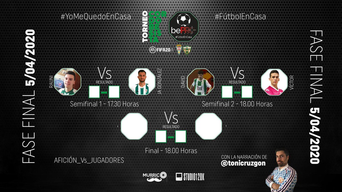 🎮 El #TorneoCordobesista ⚪️🟢 llega a su fin enfrentando a jugadores de <a href="/CordobaFutsal/">Córdoba Patrimonio de la Humanidad</a> y <a href="/CordobaCF_ofi/">Córdoba CF</a>  con sus aficionados. 

Mañana a las 17:30 con los comentarios de <a href="/tonicruzgon/">Toni Cruz</a> en nuestro canal de <a href="/TwitchES/">Twitch ES</a> 

twitch.tv/beprotv 

#QuedateEnCasa #FútbolEnCasa