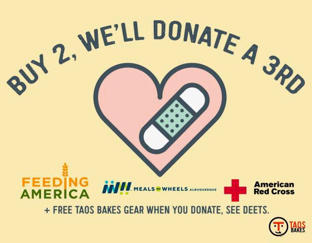 🌎We are so grateful &amp; inspired by amazing organizations like <a href="/FeedingAmerica/">Feeding America</a>, <a href="/_MealsOnWheels/">Meals on Wheels</a> , &amp; <a href="/RedCross/">American Red Cross</a>. We would like to do our part, no matter how small it may be, by offering to donate 1 box of Taos Bakes for every 2 boxes purchased