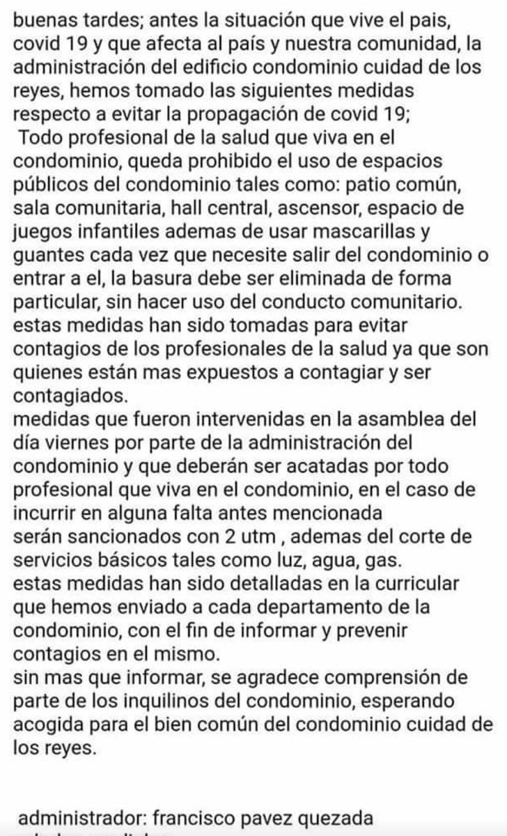 BBarrutti's tweet photo. Funcionarios de la salud estamos siendo discriminados y sometidos a acoso y vejámenes que nadie merece. Hablan de que somos la "1°LINEA" PERO EN NUESTROS PROPIAS CASAS SOMOS MALTRATADOS... @pdazan @arturozunigaj @jmanalich @sebastianpinera @GobiernodeChile. Que harán ante esto? https://t.co/3mqFBGIrpO