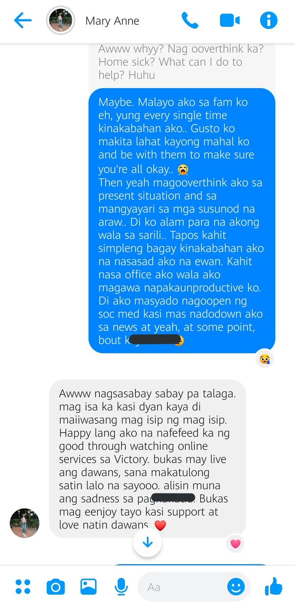 As I was watching you guys earlier, all your answers hit me and nagugulat ako kasi ang timely.. Ang galing..FIRST:About mind game and lockdown anxiety.Share ko lang yung convo with my bestfriend  @ariiesx_ na sumakto dito.Thank you sa mga naisagot mo sa live  @carlguevarra09 