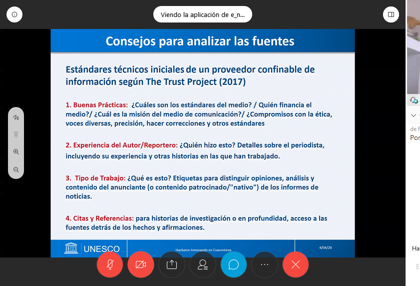 PCiudadana's tweet photo. "Antes de compartir una noticia, debemos analizar la fuente y el contenido, pensar en la reacción emocional que nos causa y que pudiera causar a los demás", Elena Napóles. #HackathonVirtualRD #InnovandoEnCuarentena https://t.co/ebFSjXcYwK