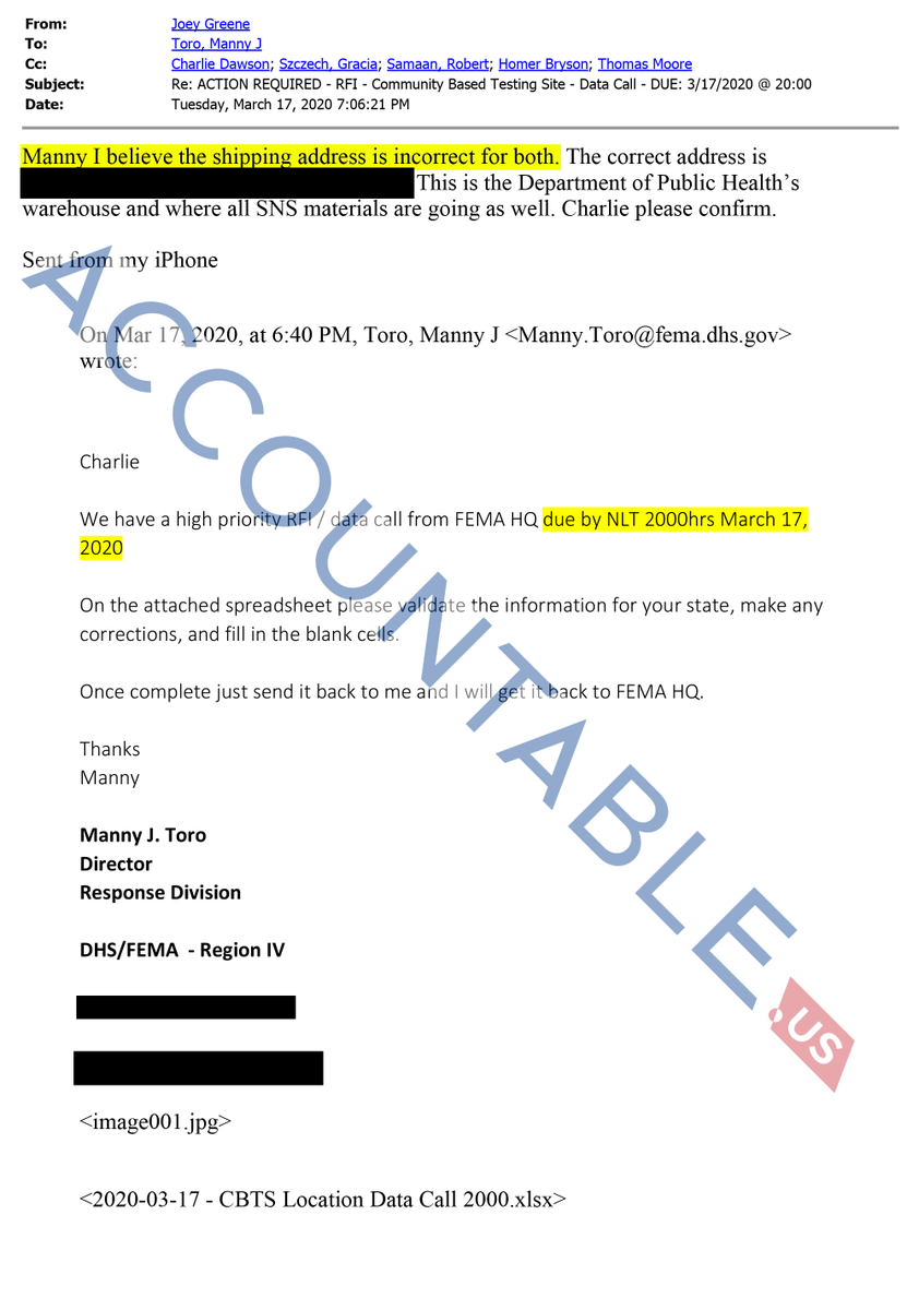 When Georgia was finally able to get ventilators, they arrived a day late without explanation from  @FEMA (who also kept getting the delivery address for supplies wrong.)Officials wrote to  @FEMA in frustration, "we waited until 0300 hours before giving up..."