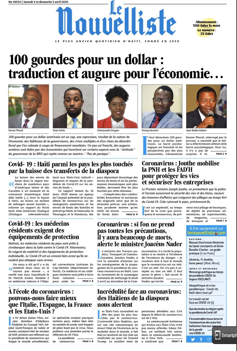 etzeremile's tweet photo. Pour Etzer Émile, le niveau historique 100 gourdes «n’est autre qu’un thermomètre qui nous dit que le malade va mal, que les déséquilibres budgétaires sont toujours là, que le financement monétaire reste élevé, que la demande de dollar dépasse le niveau disponible de devises».... https://t.co/7AJ2S4G4SP
