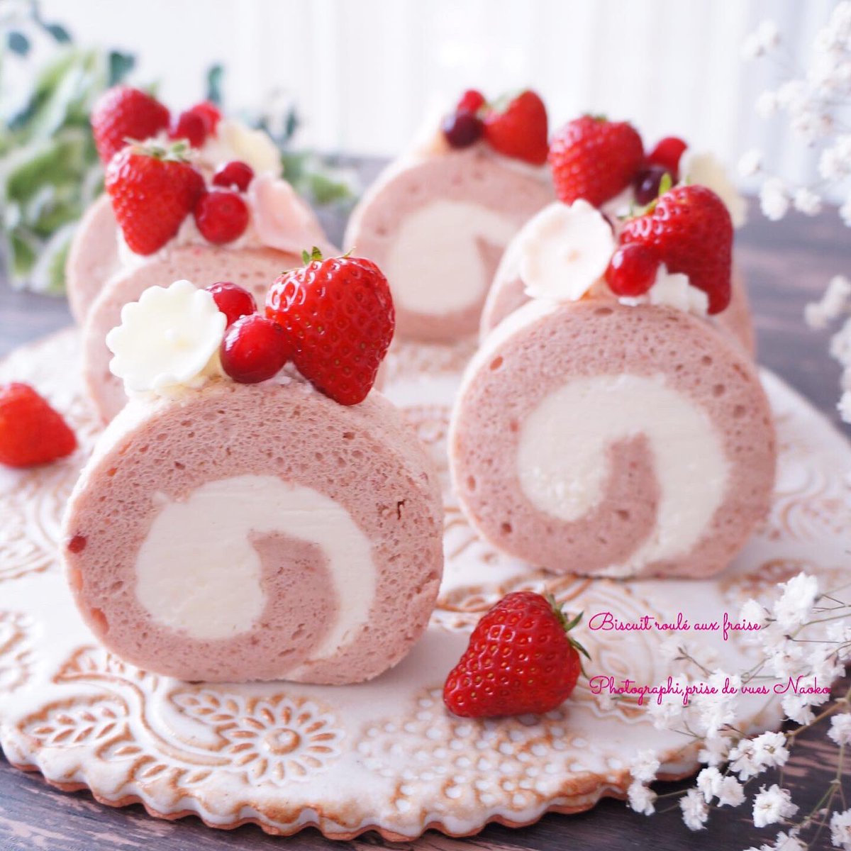まつもと なおこ On Twitter ベビーピンクの苺のロールケーキ を作りました ロールケーキ 苺 いちご Cotta コッタ Tomiz おうちカフェ お菓子作り好きな人と繋がりたい