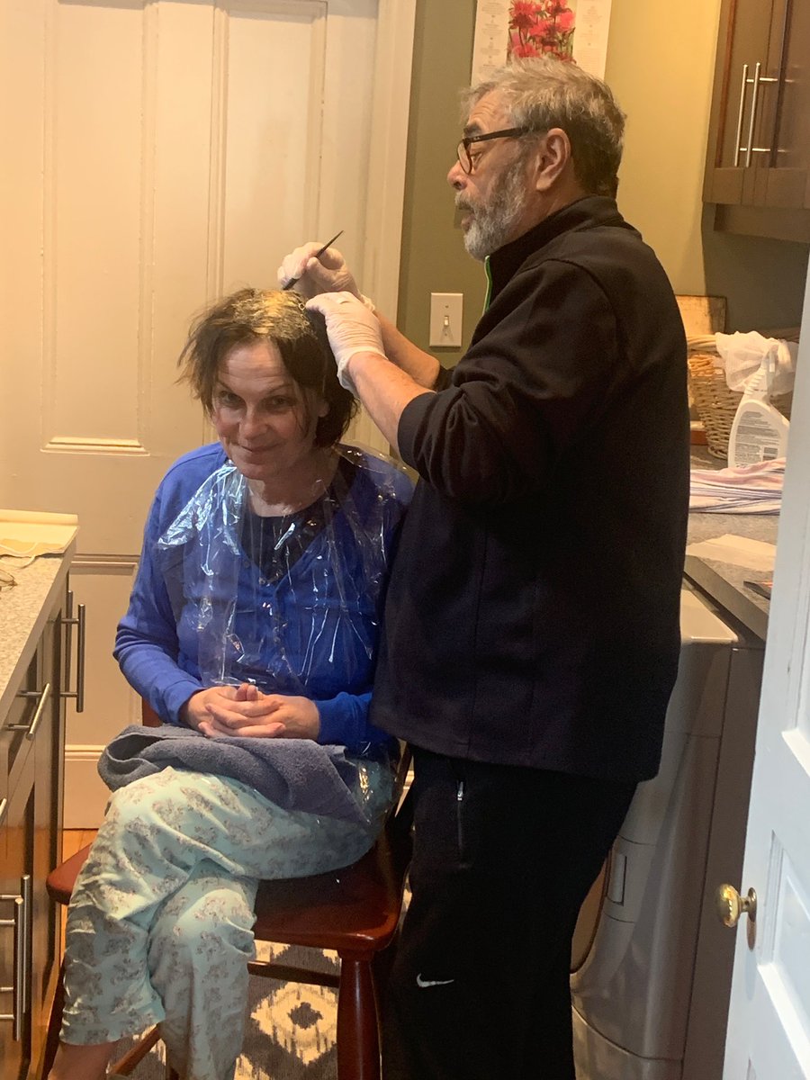 My wife is social (physically) distancing from her hairdresser, but not from me!