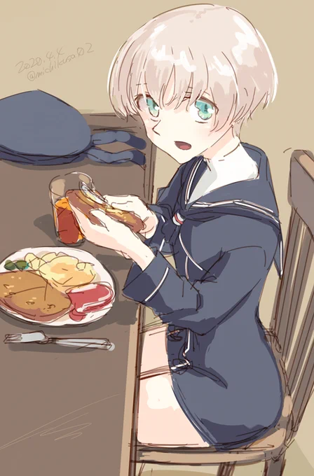 酸っぱいパン食べたい #艦これ版深夜の真剣お絵描き60分一本勝負
#艦これ版真剣お絵描き60分一本勝負_20200404 