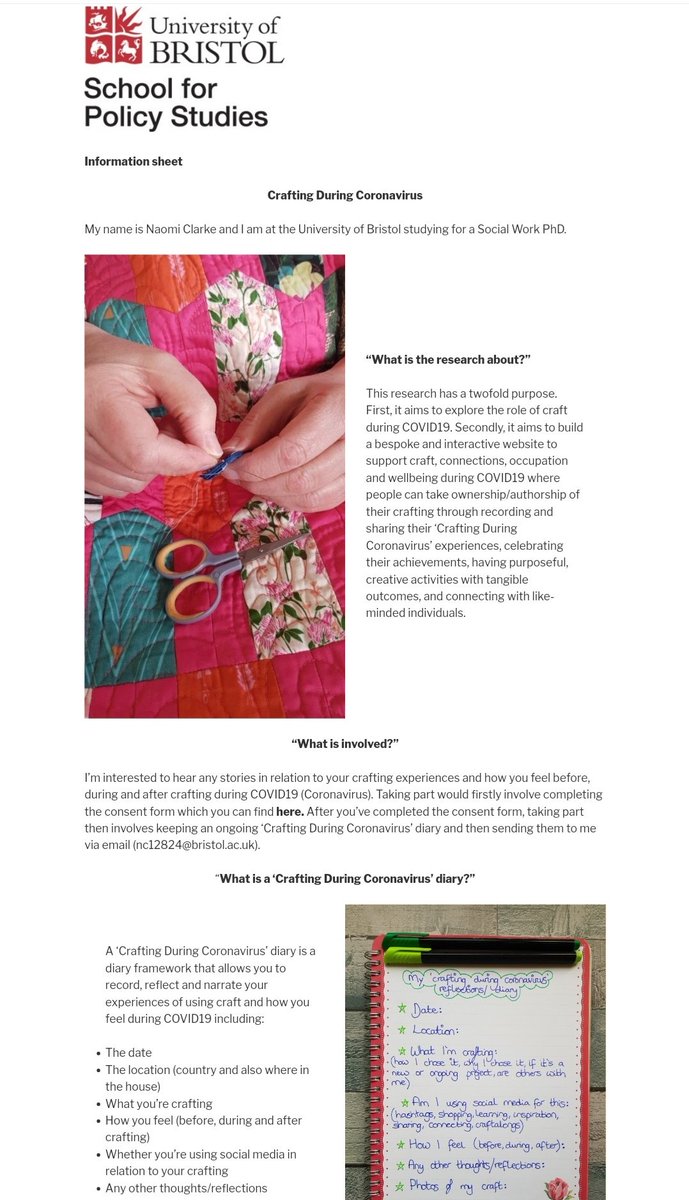 naomia_creative's tweet image. NEW RESEARCH STUDY looking for people who are crafting during Coronavirus!  Head on over to my website to read more here: naomialice.co.uk/crafting-durin…
Please retweet &amp;amp; share this crafting research call-out!
-
#Craft #CraftingDuringCoronavirus #Stitch #Sew #Print #Knit #AcademicTwitter