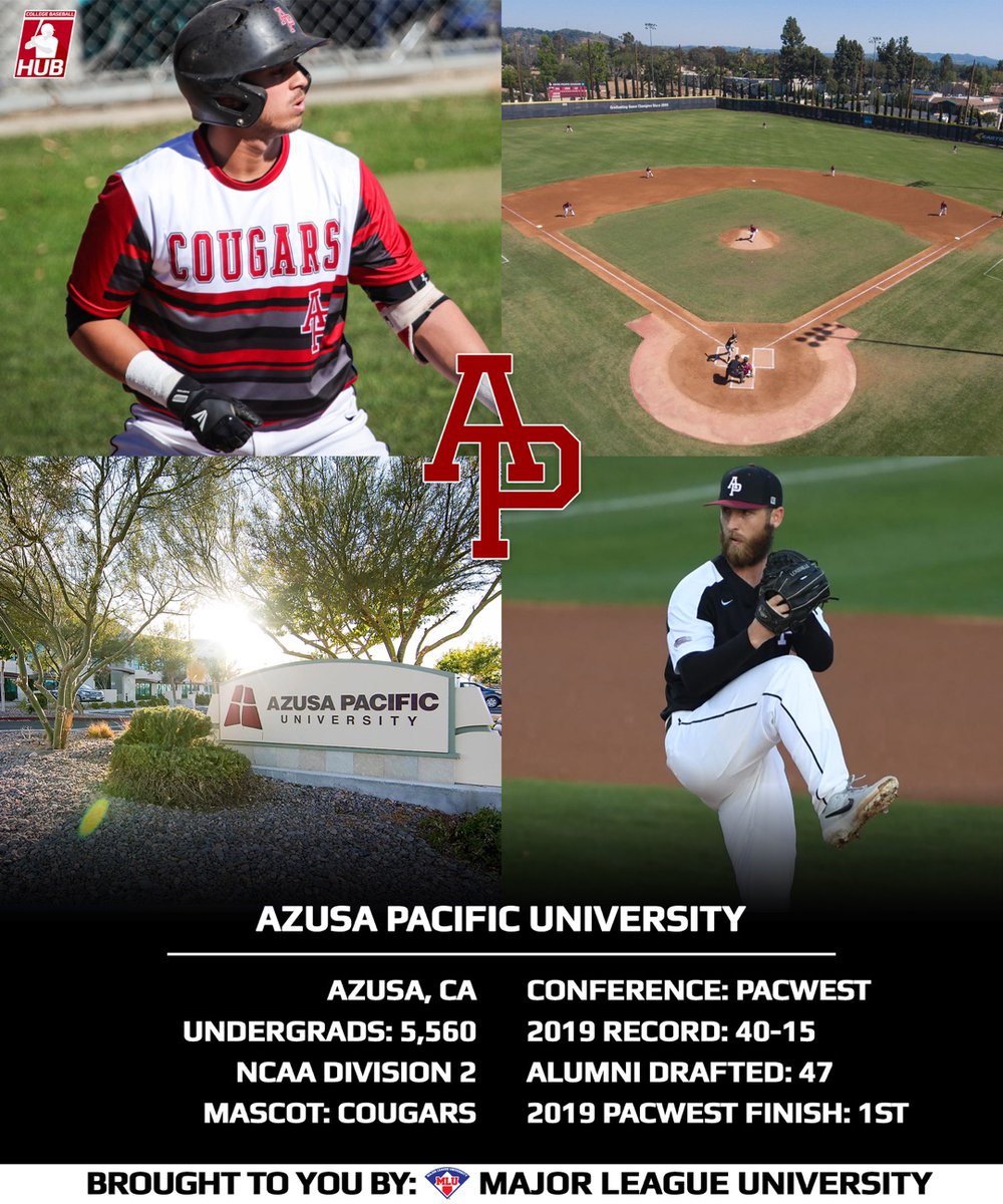 D2 #collegeoftheday is Azusa Pacific University! Alumni include: Stephen Vogt, Kirk Nieuwenhuis, Adam McCreery, Josh Staumont, Jeff Robinson, and Paul Moskau. <a href="/APUBaseball/">APUBaseball</a>