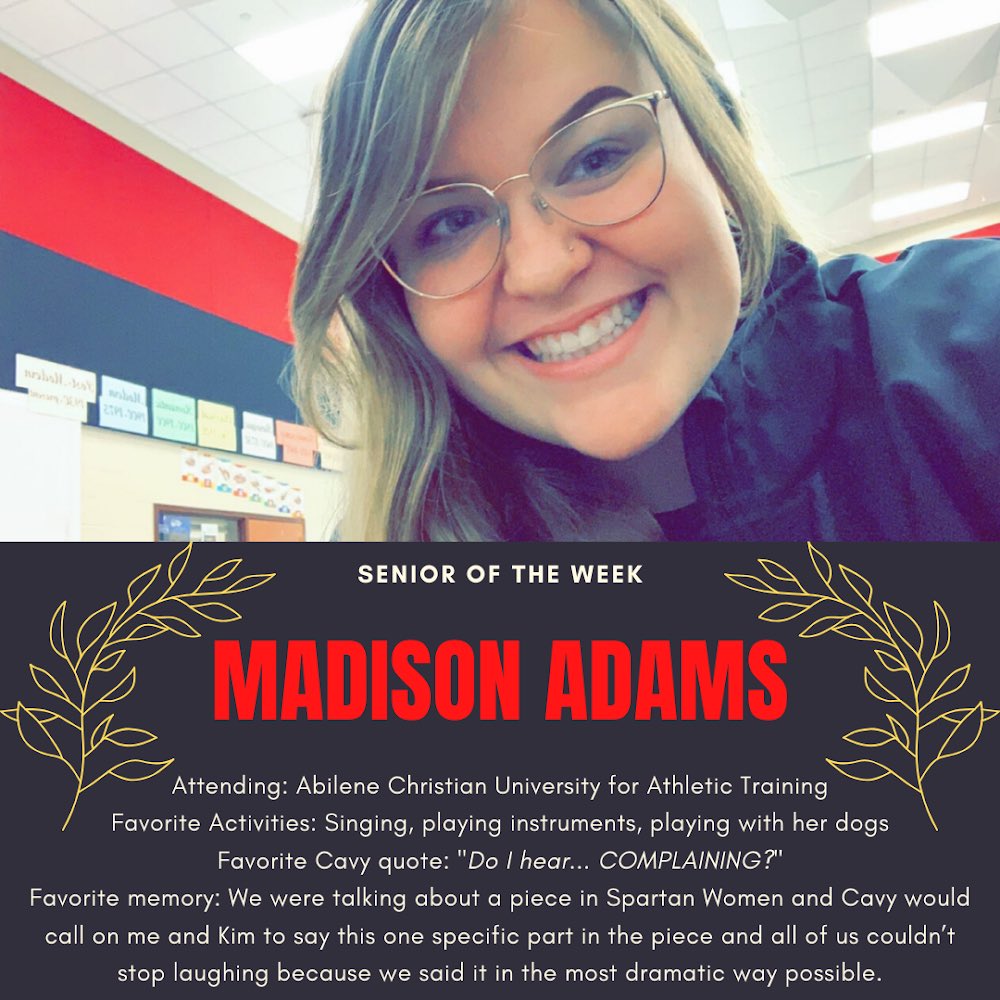 Happy Senior Saturday from the Porter High School Choir Department! Our senior today is Madison Adams, a leader for many! Congratulations, Maddie! #seniorsaturday <a href="/PorterSingers/">Porter HS Choir</a> <a href="/PorterSpartans/">Porter HS</a> <a href="/newcaneyisd/">New Caney ISD</a>